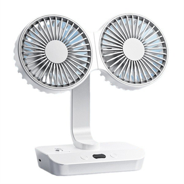 Desktop Oscillating Dual Fan Usb Rechargeable 4 Gear Wind