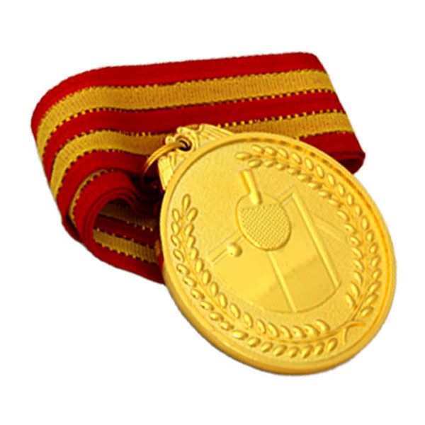65mm Gold Table Tennis Alloy Metal Medal with Ribbon