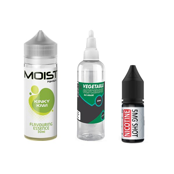 120ml Moist Vape Juice DIY Longfill Kit - Kinky Kiwi - 2mg