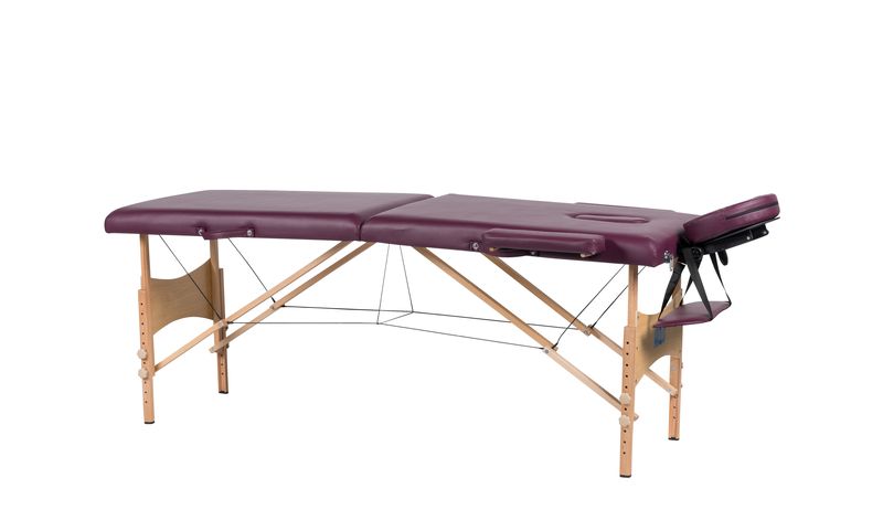 Hazlo Premium Portable Massage Table Bed 2 Section (Wooden) - Maroon
