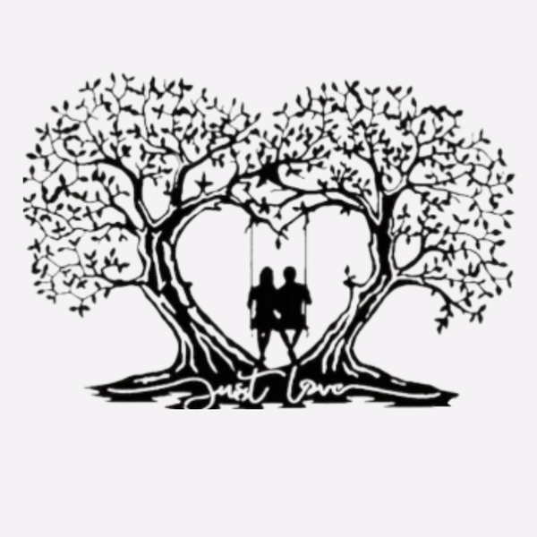 Black Metal Swing Couple on Tree - Just Love