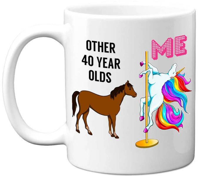 40th Birthday Unicorn Pole Dancing Women Birthday 11oz Premium Coffee Mug