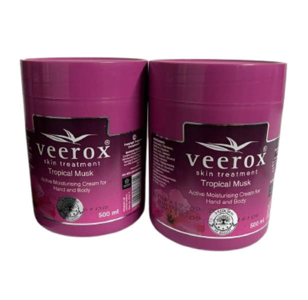 Veerox Tropical Musk Moisturising Cream - 500ml (Pack of 2)