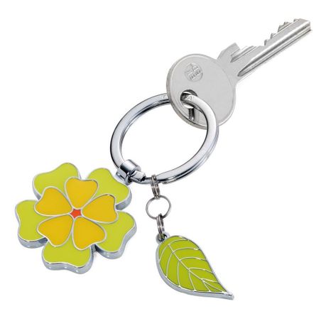 Troika Fleur Flower and Leaf Enamel Charm Key Ring