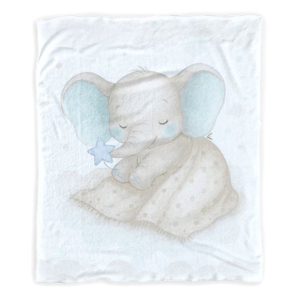 Starry Nap Blue Elephant Minky Blanket by Nathan Pieterse