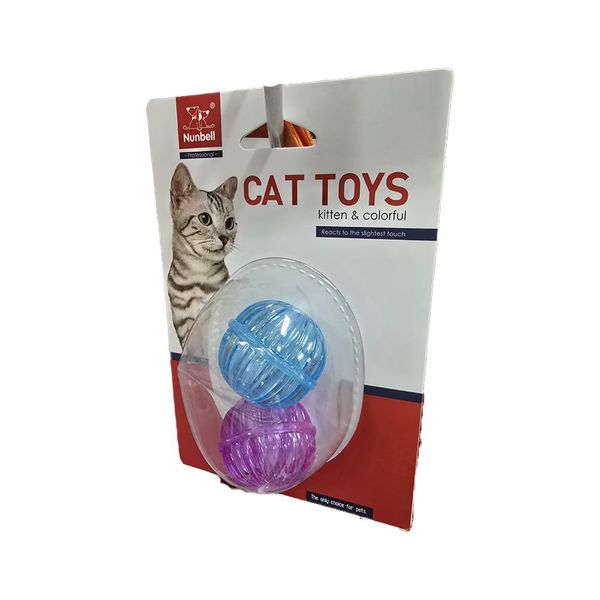 2Pack 2 Pieces Each Colorful Cat Hollow Balls With Bell Toy