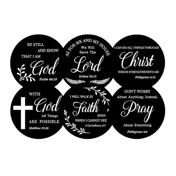 Bible Verse Wooden Coasters - 6 Piece Set