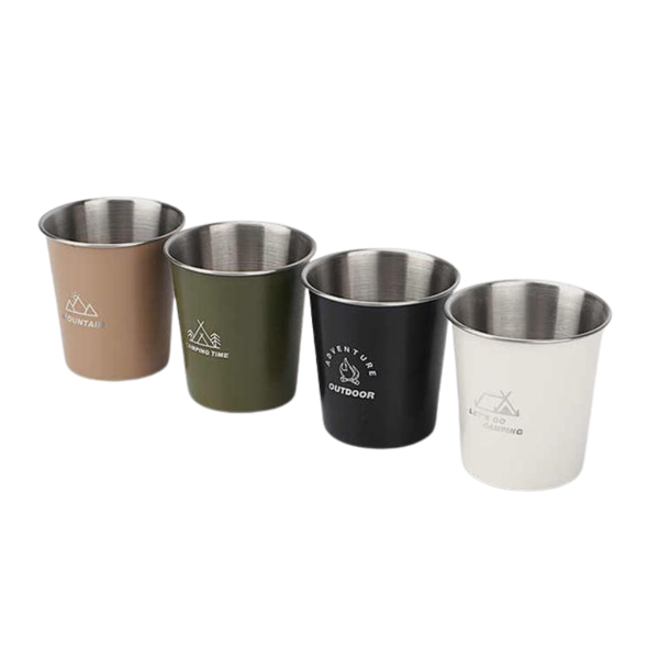 Travel Camping Cups Stainless Steel Cups 250ml in 4 Color Pack - 4Pack