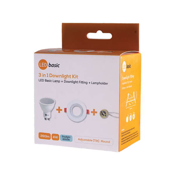 Flash LED Basic 3 in 1 Downlight Kit 4W Warm White