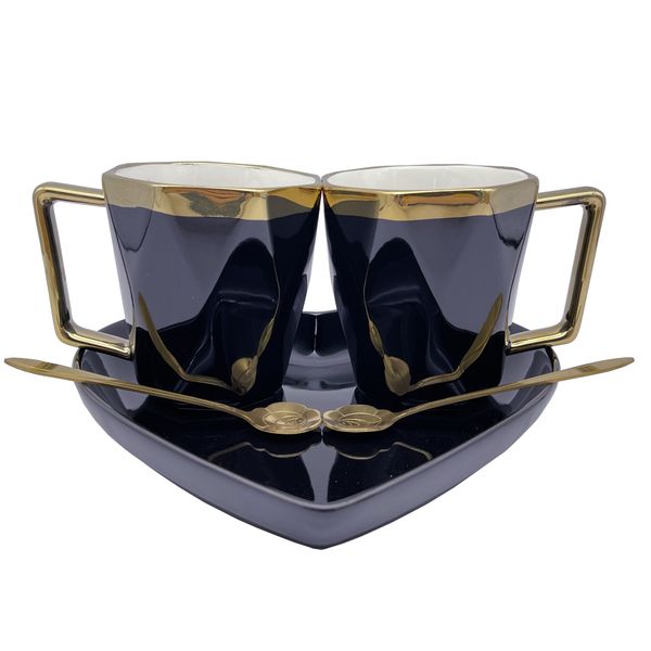 Elegant King 5-Piece Diamond Shape Tea &amp; Coffee Mug Set - Aquamarine