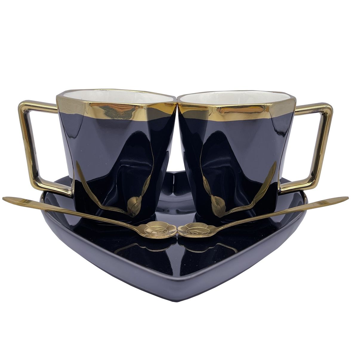 Elegant King 5Piece Diamond Shape Tea & Coffee Mug Set Aquamarine