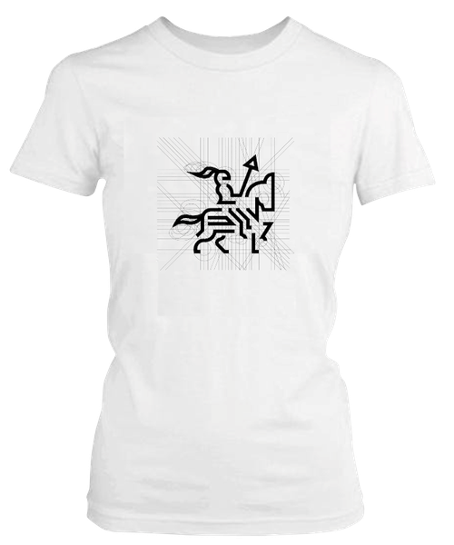 PepperSt Ladies White T-Shirt - Grid Design Knight