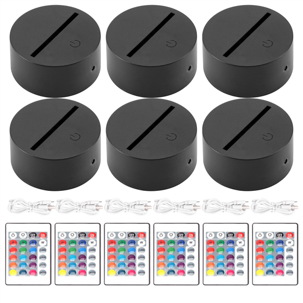 6 Pieces 3D Led Light Base For Acrylic And Resin Glass (Black)
