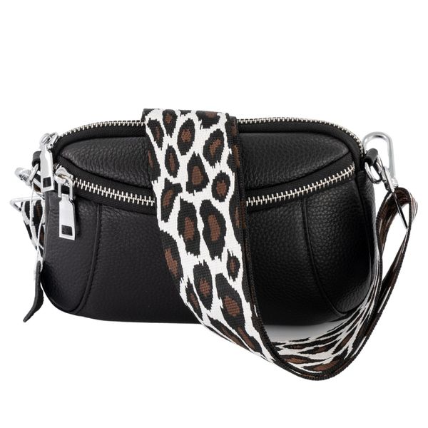 Mini Genuine Leather Crossbody Bag With Brown Le image