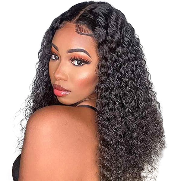 Water Curly Lace Front Wig-Brazilian Hair Glueless Full Frontal Wig 18inch