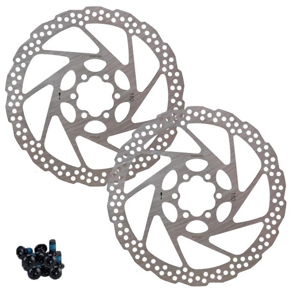 Toopre 180mm 6 Bolt Bicycle Disc Brake Rotor - Twin Pack - Style 01