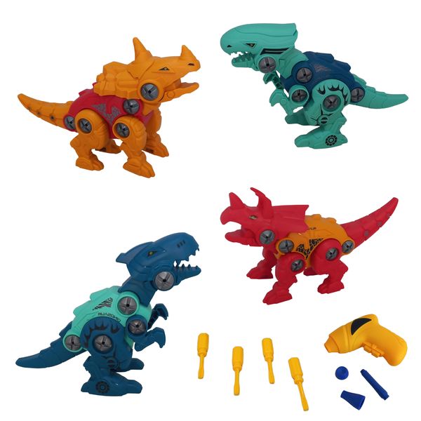 Set of 4 STEM DIY Assembled Dinosaurs - 112 Pieces