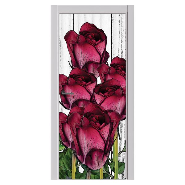 Decoupage Tear Resistant Transfers - Wine Red Roses Door