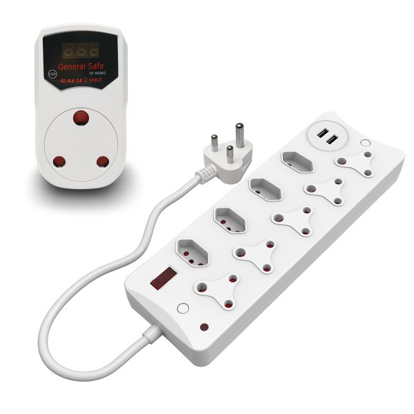 9-Way Multi Socket Power Strip with USB Ports with Free Voltage Protector