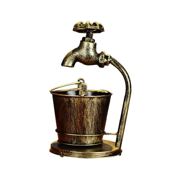 Multi-Functional Iron Steampunk Desktop Mini Trash Can Iron Ashtray