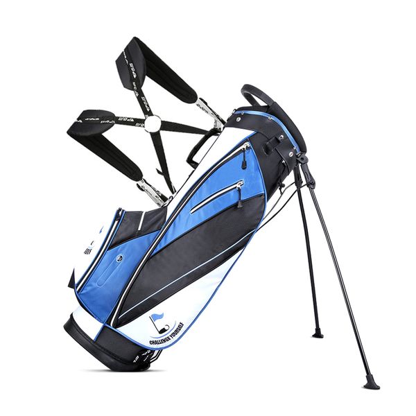 Double Shoulder Portable Golf Club Stand Gun Bag-Holds 14 Clubs-Blue