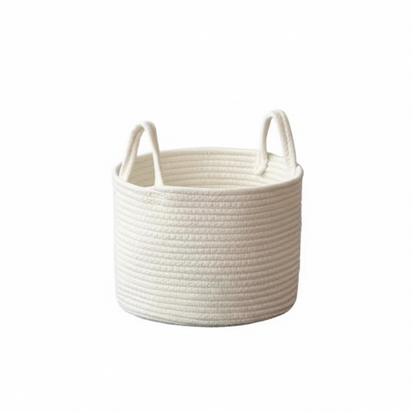 Cotton Rope Storage Basket - Small Size - White