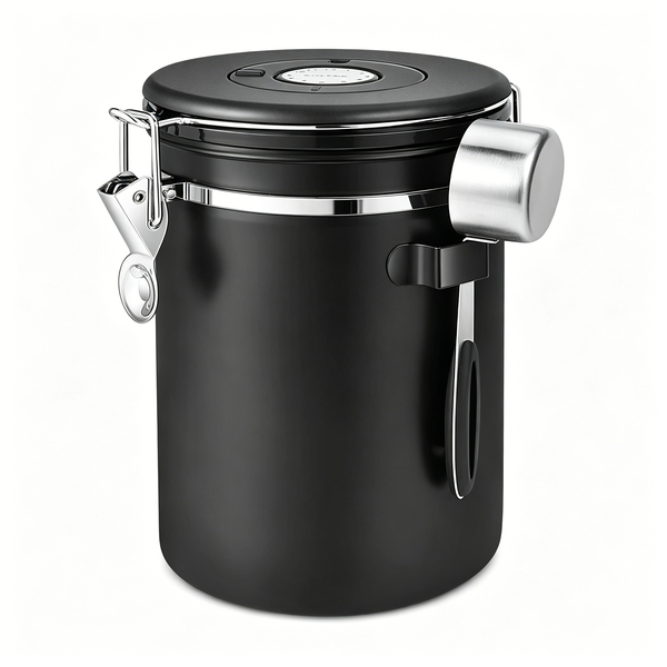 Sealed Stainless Steel Coffee Jar - 1.8L - With Spoon