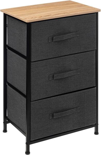 Fabric Storage Unit with 3 Drawers - Dark Grey