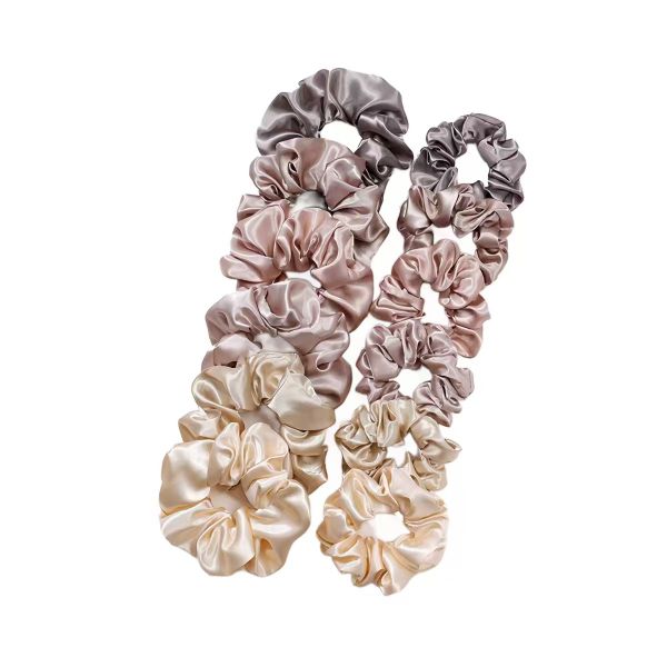 Dual-Size Design Satin Scrunchies for Versatile Styling - 12 pack