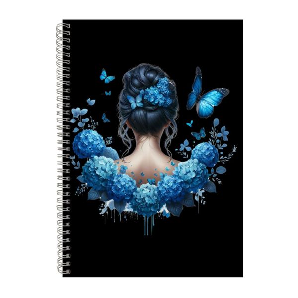 Green Flowers A4 Notebook Spiral Lined Trendy Notepad Woman Idea 404