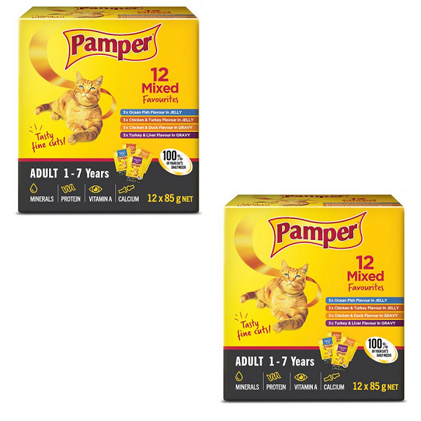 Pamper Cat Food Moist Mixed Favourites (24 pouches)