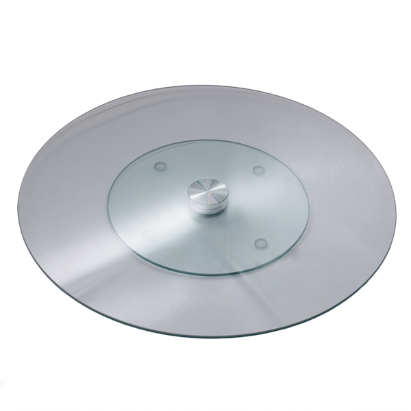 Tempered Glass &amp; Aluminium Lazy Suzan | 35cm