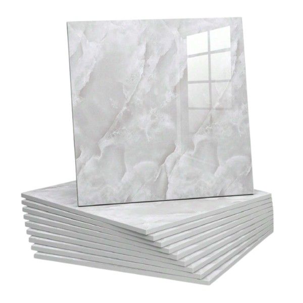 10 Piece Marble Pattern Tile Sticker - 30cm x 30cm - Light Grey