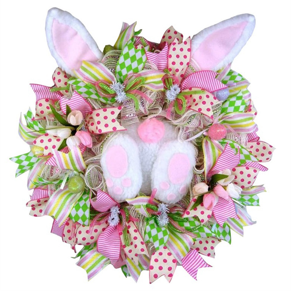 Easter Wreaths for Front Door Rabbit Wreaths with Bunny Ears Decor