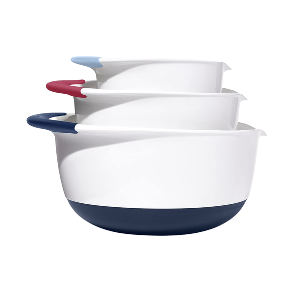 Premium 3 Piece Nesting Mixing Bowls with Non-Slip Handles and Grips