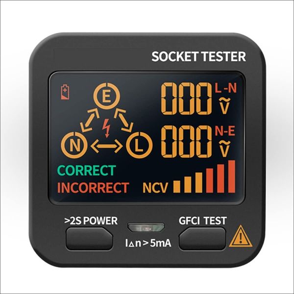 Smart Socket Tester, Electrical Leakage Phase Finder Detector with8 Display