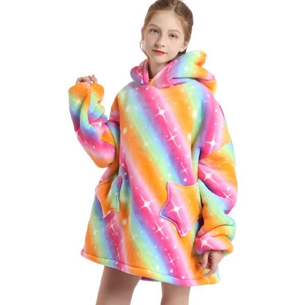 Iconix Kids Rainbow Unicorn Oversized Plush Blanket Hoodie