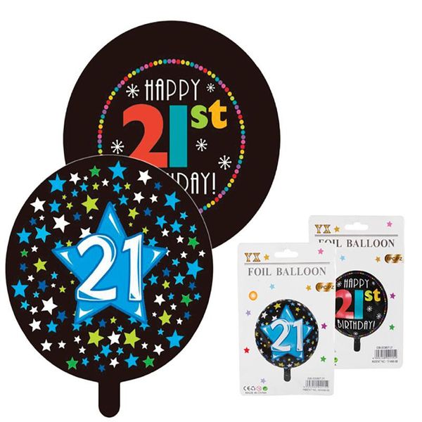 Helium Balloon - Foil - Party - Happy Birthday - 21 - 45cm - 2 Pack