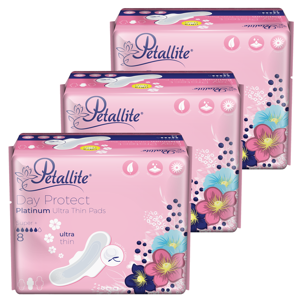 Petallite Day Protect Platinum Ultra-Thin Pads (3 Packets X 8 pads)