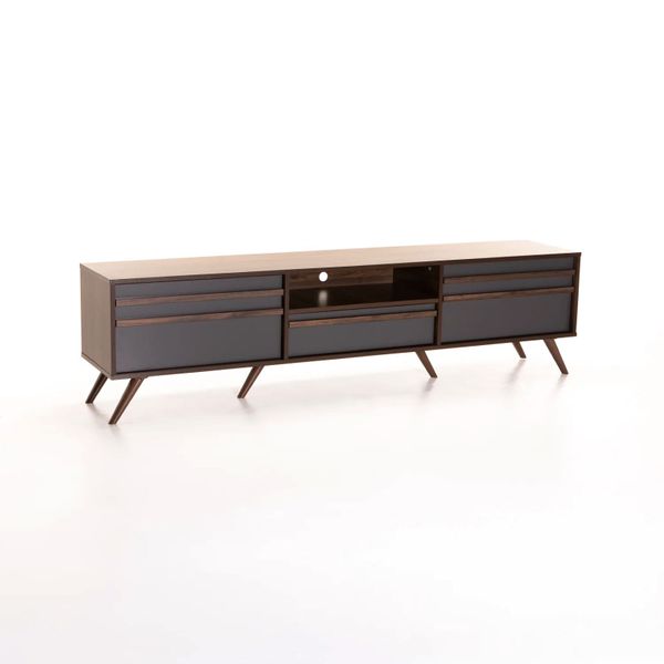 Eve 180cm 2 Door 1 Drawer Tv Unit-Walnut/Dark Grey