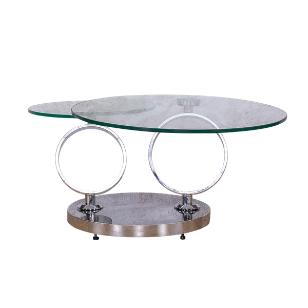 Swivel Stainless Steel Marble Look Top Coffee Table