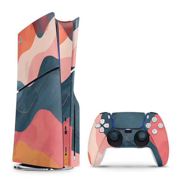 Decal Skin Compatible with PS5 Slim (Disc) - Modern Abstract Waves (Decal Only)