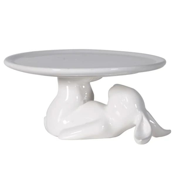 Bunny On Back Ceramic Cake/Snack/Cookies Serving Tray