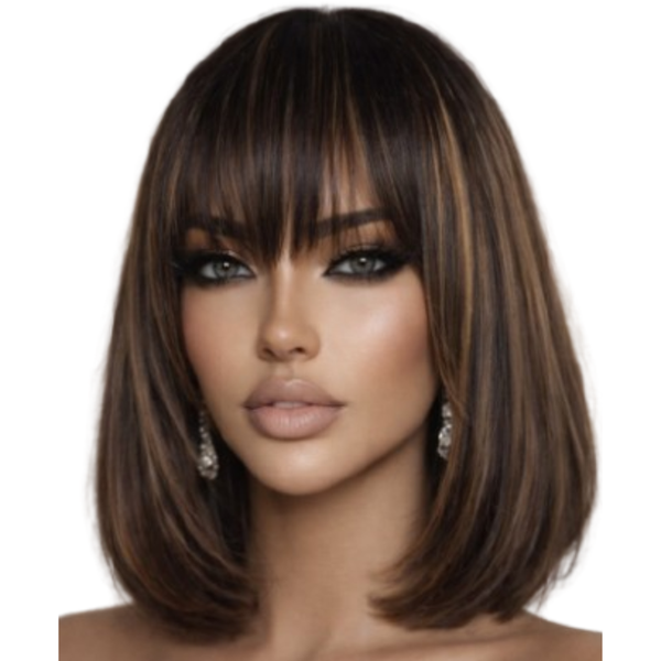 10" Highlight Peruvian Hair Fringe Wig