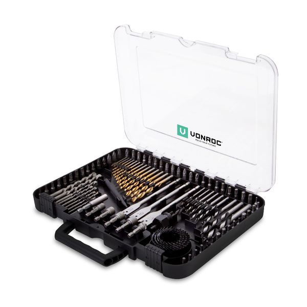 VONROC Screwdriver Bit, Drill Bit and Hole Saw Set 100 pcs