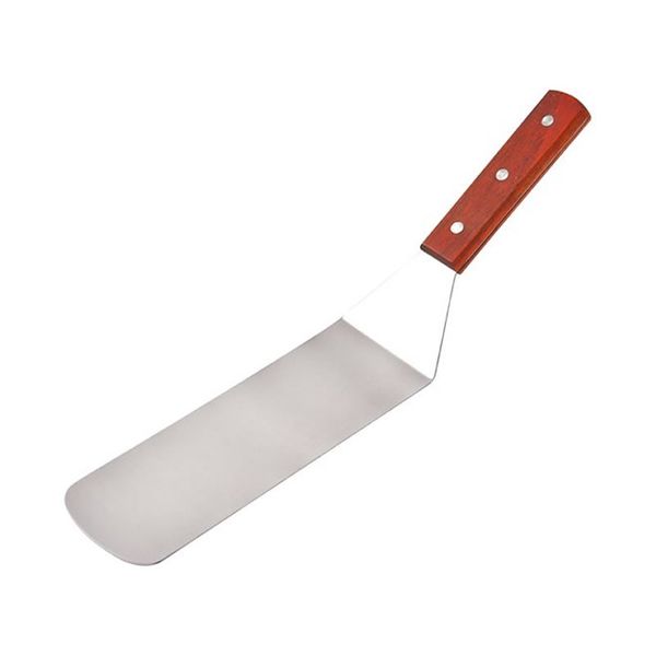 36cm Stainless Steel and Riveted Smooth Wood Handle Grill Spatula KT31996