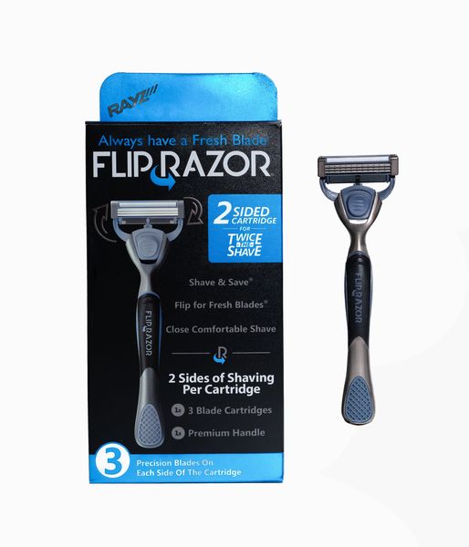 Flip Razor Men's 3-Blade Razor - 2-Sided Cartridge for Double the Shaves