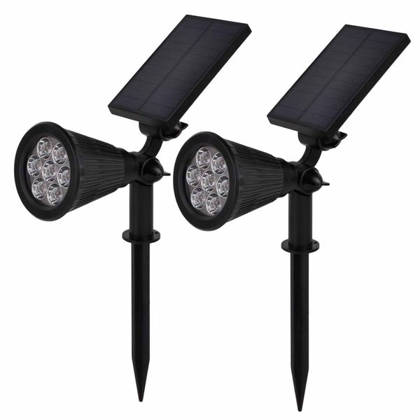 Adjustable RGB Solar Powered LED Garden Landscape Spotlights - Set of 2