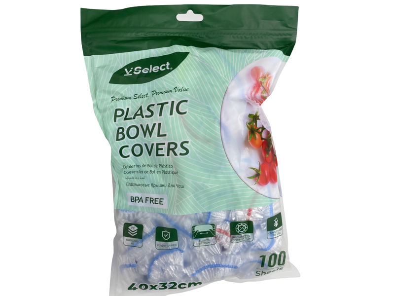 V-Select 100 Pieces Disposable Elastic Plastic Bowl Covers