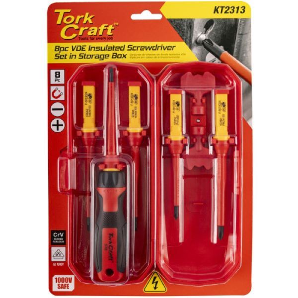 Tork Craft - 8pc Ub Screwdriver Set Vde Insulated C/W Storage Box